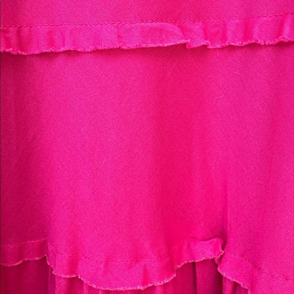 Pink Tiered Maxi Dress Cotton Boho Sundress Sleeveless Crochet Neck 10 - Picture 6 of 8